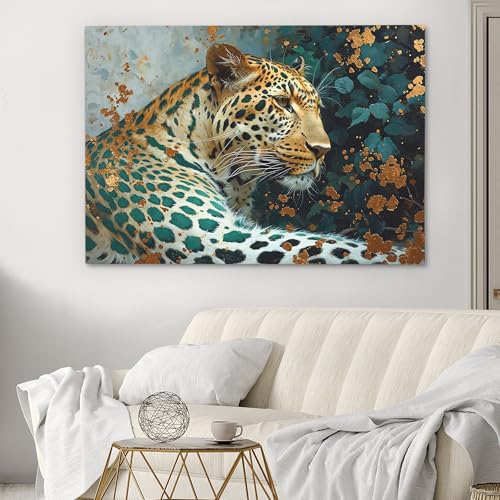 Affiche abstraite léopard pour salon moderne et décoration murale style jungle chic exotique