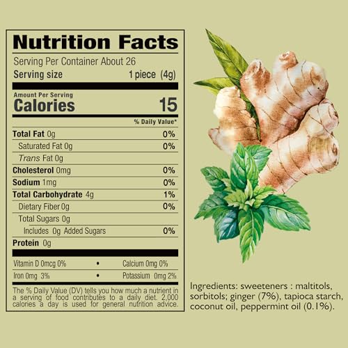 Melting Sweet Sugar Free Candy Peppermint Ginger Chews (3.7 Ounces, Pack of 1) - Thumbnail 2