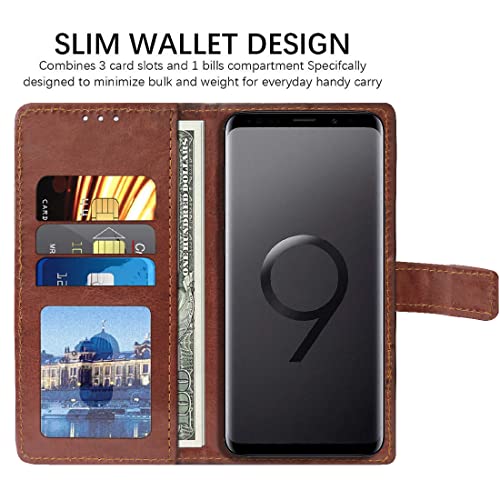 Image of Flip Cover Back Case for Samsung Galaxy S9 Plus | Premium Leather Finish | Inbuilt Pockets & Stand | Flip Cover Back Case for Samsung Galaxy S9 Plus (Brown)
