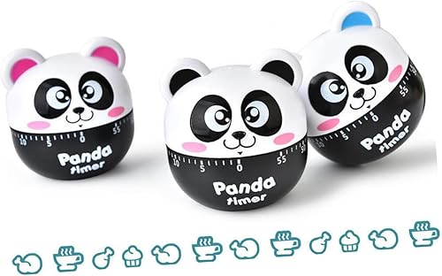 Miniatura 2 de Hemoton Panda - Temporizador mecánico de cocina, temporizador mecánico de panda, temporizador de panda lindo para cuenta regresiva manual de 60