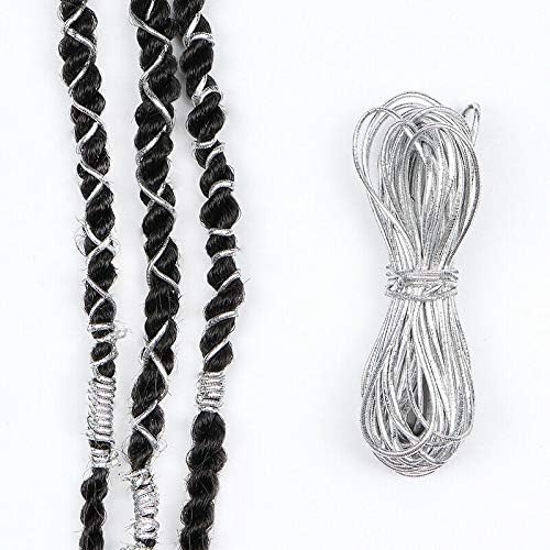 GOLD OR SILVER STRETCHY METALLIC CORD STRING BRAIDING HAIR ACCESSORIES (2m Silver)