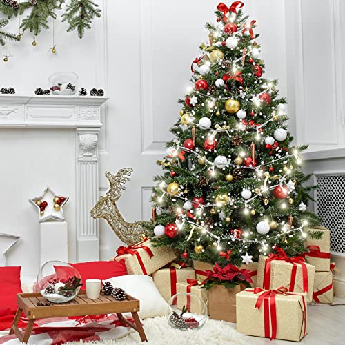 Guirlande perles de Noël 10m argentée LED pour cheminée