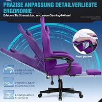 GTPLAYER Gaming Stuhl,Atmungsaktiver Bürostuhl,bürostuhl ergonomisch, Hochwertiger - Stoff,Ergonomischer PC Stuhl,160° Verstellbare Rückenlehne und ausziehbare Fußstütze,Tragkraft 180 kg,Dunkelviolett – Ansicht 3