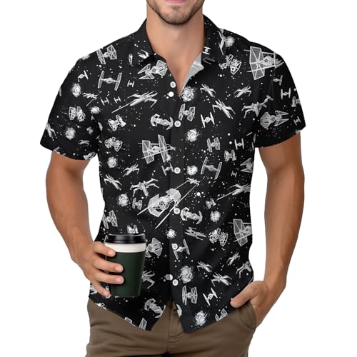 HUNTFAMI Men's Short Sleeve Shirts Button Down Casual Summer Shirts Hawaiian Shirt for Men