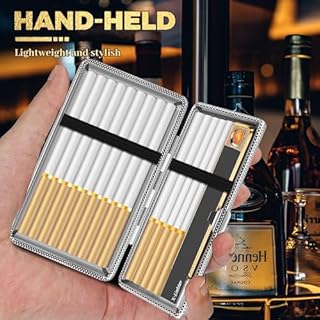 X-LIGHTER 2 Pack of Cigarette Case with Lighter for 100's King Size, Retro PU Leather 100mm Vintage Cigarettes Cases for Men Women Gifts (Black + Brown)