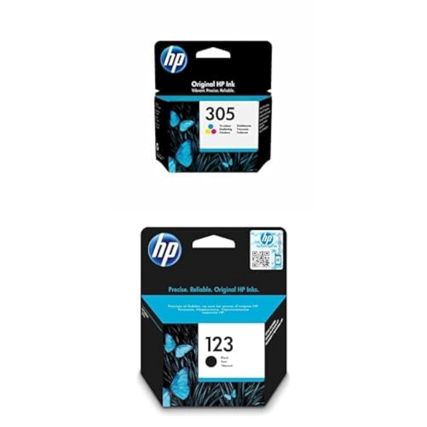 Hp 305 Tri-Color Original Ink Cartridge [3Ym60Ae] | Works With Hp Deskjet Printers & 123 Black Original Ink Cartridge [F6V17Ae] | Works With Hp Deskjet 2130, 2620, 2630, 2632, 3639 Printers