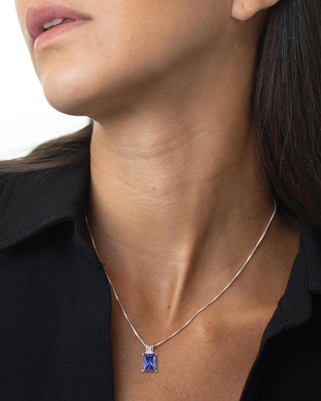 STARCHENIE Princess/Emerald Cut Birthstone Pendant Necklace for Women 925 Sterling Silver Birthday Anniversary Jewelry Gifts - Image 2