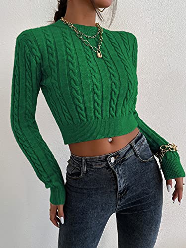 Pull Cable Knit Crop femme vert L : fini les pulls d'hiver sans forme - 7