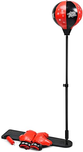 Costzon Saco de boxeo para niños juego de boxeo ajustable de 335 a 51 pulgadas de altura con bomba de mano guantes de boxeo juego de bolas de boxeo