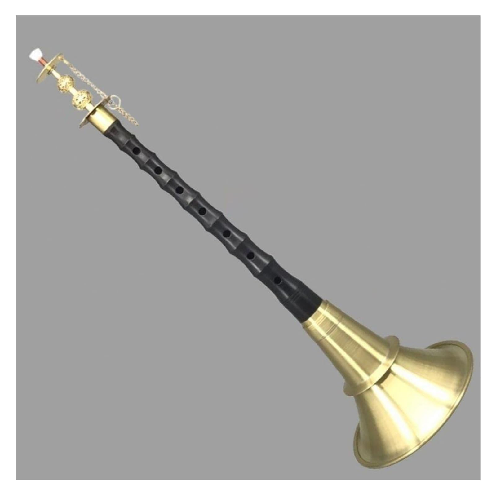 ZAMASS Suona Instrument Black Sandalwood Pole Thickened Metal Bowl Suona Adult Beginners Unfixed Ethnic Suona Horn (Color : 33cm)