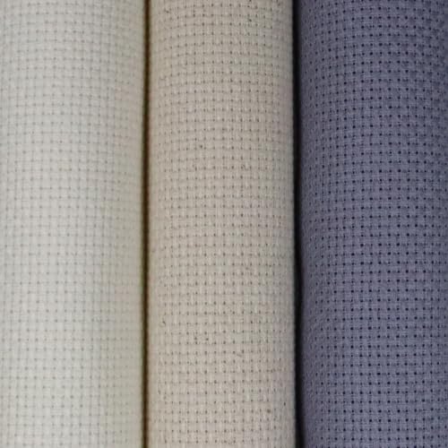 Image of KCS 3 pc of 15 inch x 18 inch(38cmx45cm) 16 Count Cross Stitch Cotton Aida Cloth Needlework Rolled Fabric Box,16CT,Antique White+Oatmeal+Light Steel Grey