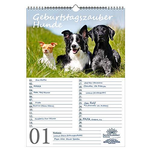 Geburtstagsplaner Geburtstagskalender Hundezauber Große Hunde DIN A3 Kalender Welpen und Hunde - Seelenzauber