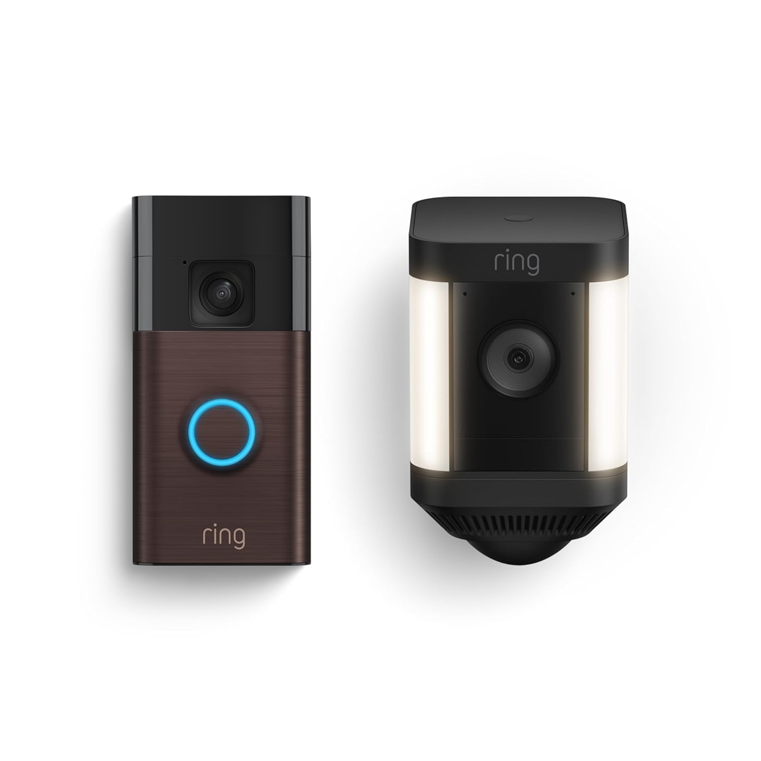 Ring Battery Doorbell Venetian Bronze + Ring Spotlight Cam Plus Black