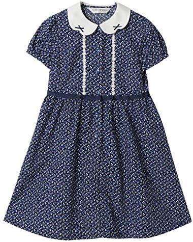 Amazon Chopin ショパン 子供服 女の子 半袖 スカラップ衿花柄ワンピース 8036 2324 ネイビー 130cm ワンピース チュニック 通販