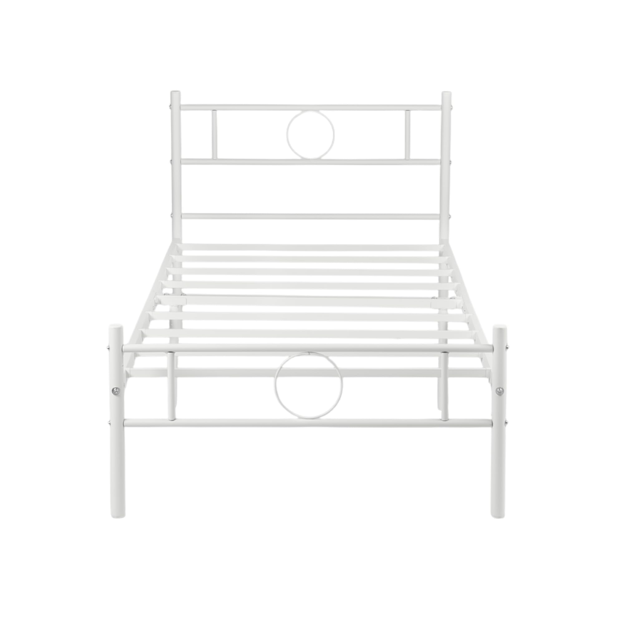 Cadre De Lit En Métal Blanc 100 X 200 Cm – Cadre De Lit Queen Avec Lattes Et Base Plateforme Pour Rangement De Matelas Et Chambre à Coucher