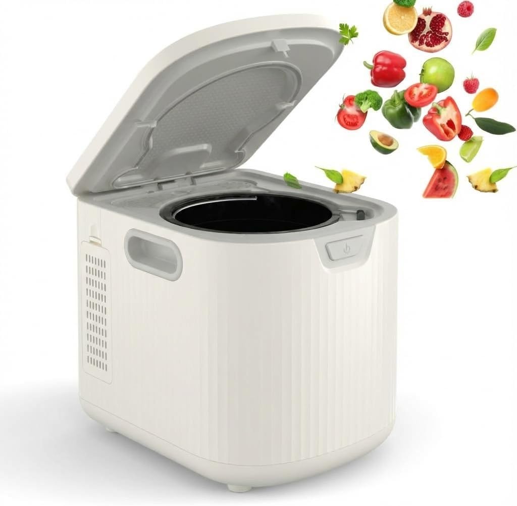 2.5L Electric Countertop Compost Bin, Food Cycler with Auto-Clean & LED Display, Quiet Odor-Free Food Waste Recycler for Kitchen, Turns Scraps into Fertilizer for Garden