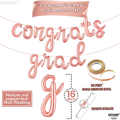 Image of Graduation decorations 2026 | Rose Gold Congratulations Balloons - 16 Inch | Script Congrats Grad Balloons for Graduation Decorations Class of 2026 | Grad party decor, KatchOn