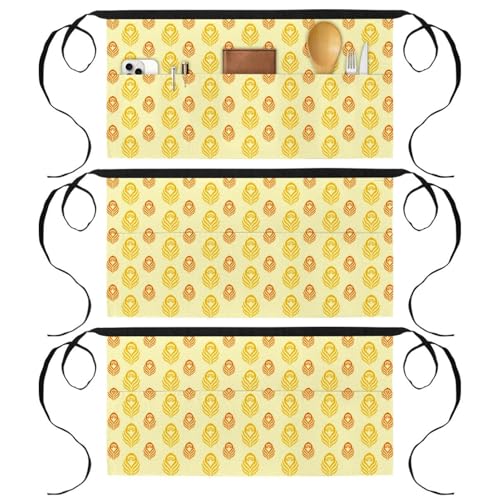 Demi-tablier pour cuisine et pâtisserie lot de 3 imprimé paon multicolore