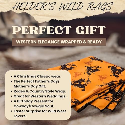 Wild Rag Silk Scarf 36'', Western Cowboy Bandana Square Silky Wild Rags,Mustard & Black Bronco Tribal Scarves for Men & Women4