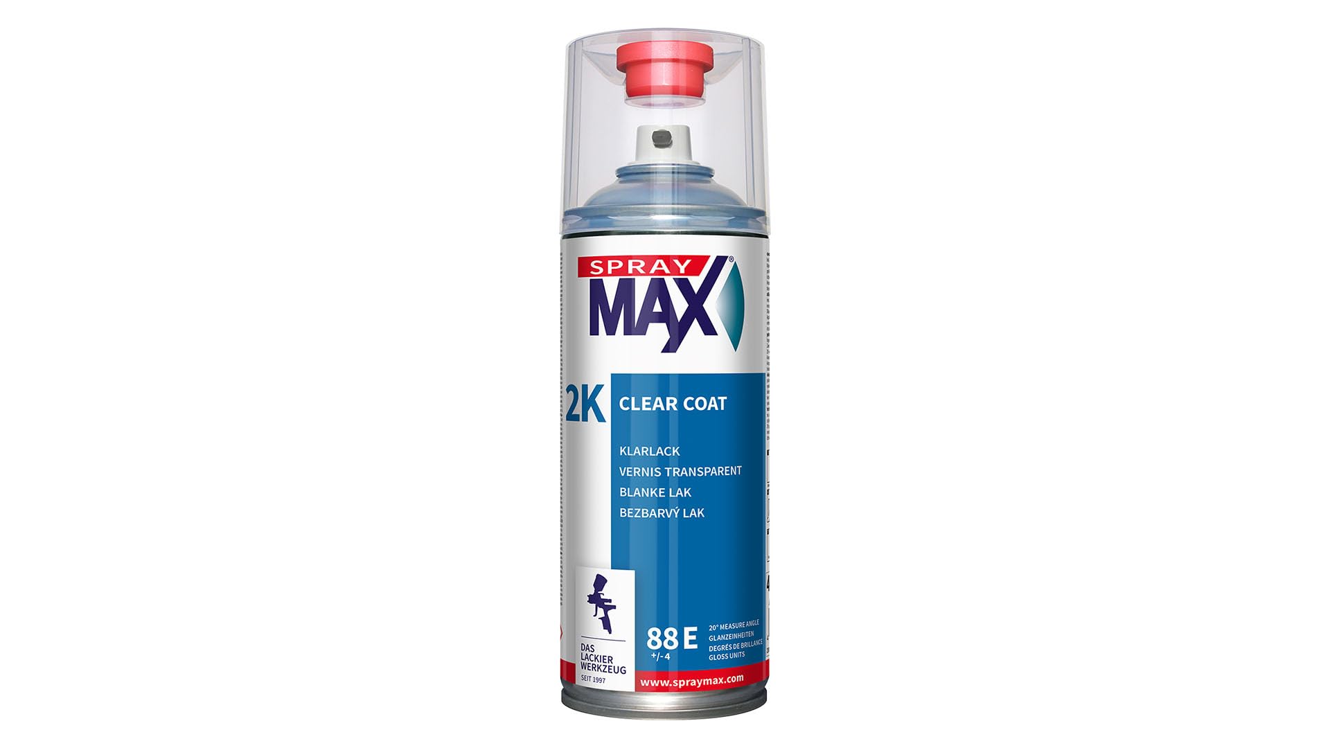 Vernis de Finition 2k SpreyMax - Bombe Aérosol Spray de Vernis de Finition Bicomposant 2k Carosserie Auto Moto - Brillant - 400 ml - Ref. 680061