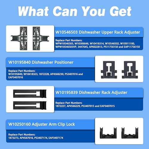 image for Funmit Upgraded WPW10546503 Dishwasher Top Rack Adjuster Compatible wi
