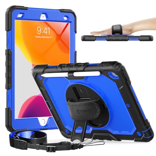 Housse iPad 10.2 protection intégrale antichoc porte-stylet bleu foncé pour tablette