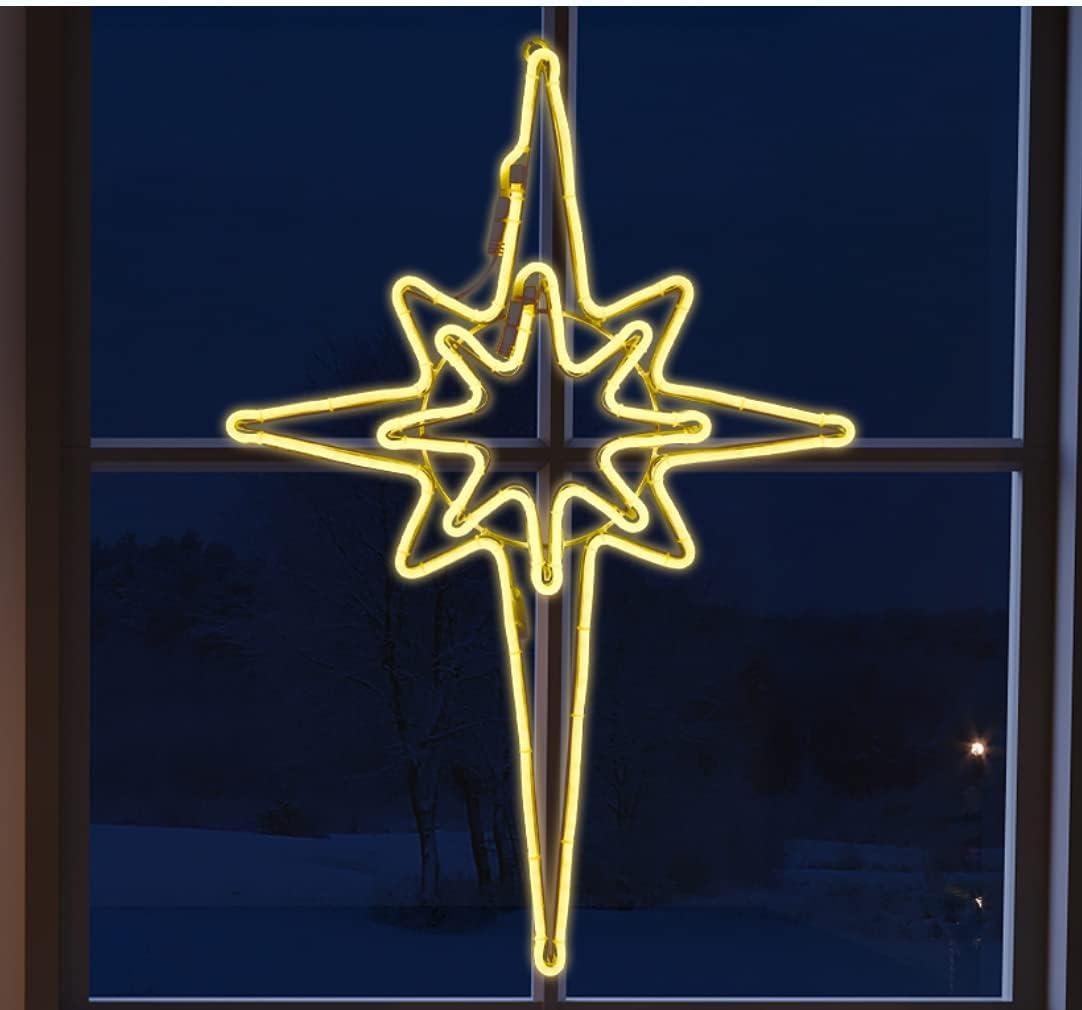 LAMPHOME Large 43"x32" Twinkle 216 LED Bethlehem Star,Super-Bright Warm White LEDs Outdoor Christmas Decoration with 11 Functions and Timer Waterproof for Home Party Wall Hanging