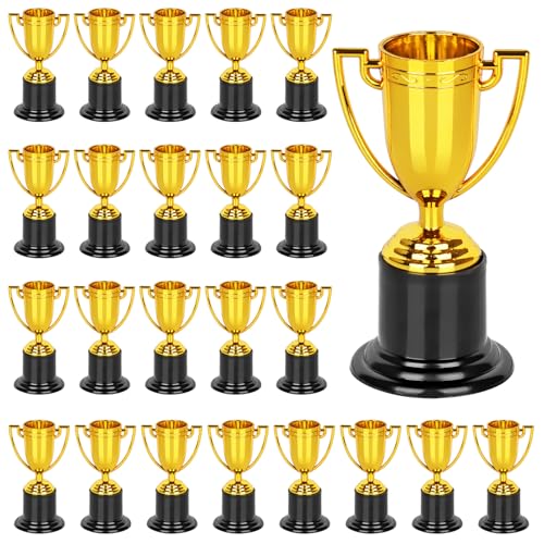 Mini Trophies, 24 Pack Gold Trophy Award, Plastic Trophies for Kids, 4 Inch Trophy Cups, Award Trophies for Party Favors, Props, Rewards, Winning...