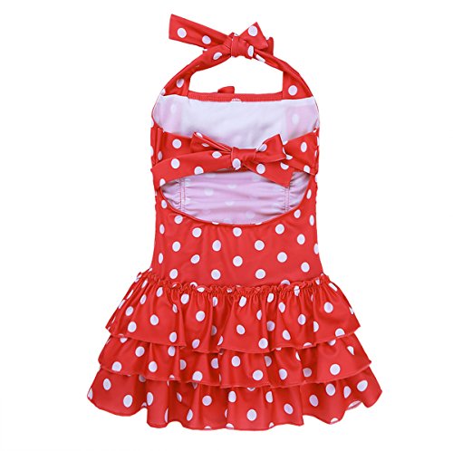 easyforever Kids Girls One Piece Adjustable Straps Tie Back Polka Dots Swimsuit Swimwear Hawaiian Bikini Bathing Suit4