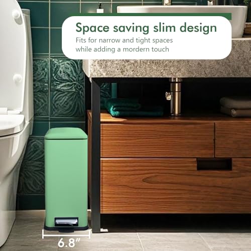 Caneca de basura rectangular verde 10 litros con tapa suave miniatura 2