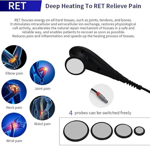 Apparecchio Tecar Therapy 448Khz - Diatermia Portatile Ret Cet Per Dimagrimento,Rassodamento Pelle E Sollievo Dal Dolore,Fisioterapia Termale Con 8 Sonde,2 Maniglie E 1 Piastra Negativa - 6