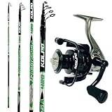 Kolpo kit combo pesca con canna telescopica 4.20 in carbonio + mulinello hero con bobina alluminio kit adatto alla pesca in mare lago e fiume