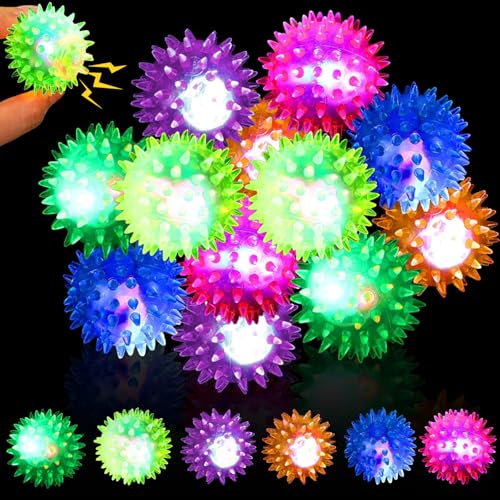 Lot de 12 balles de hérisson pour anniversaire d'enfant, balles lumineuses, cadeaux d'invités, LED lumineuses, gadgets de fête, petite école primaire, cadeaux pour garçons et filles