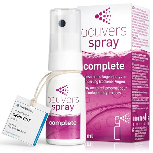 Ocuvers Complete Spray do oczu z 0,3% kwasem hialuronowym, liposomami, aloesem, witaminą B5 i witaminą E - spray do oczu przeciw suchości oczu, 10 ml.