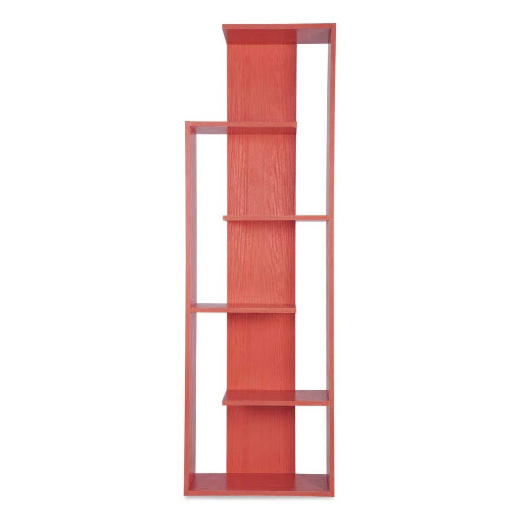 Epicasa 5-Shelf Storage Shelf | Tall Slim Freestanding Bookcase for Living Room, Bedroom & Study | Engineered Wood | Coral Red-image-19