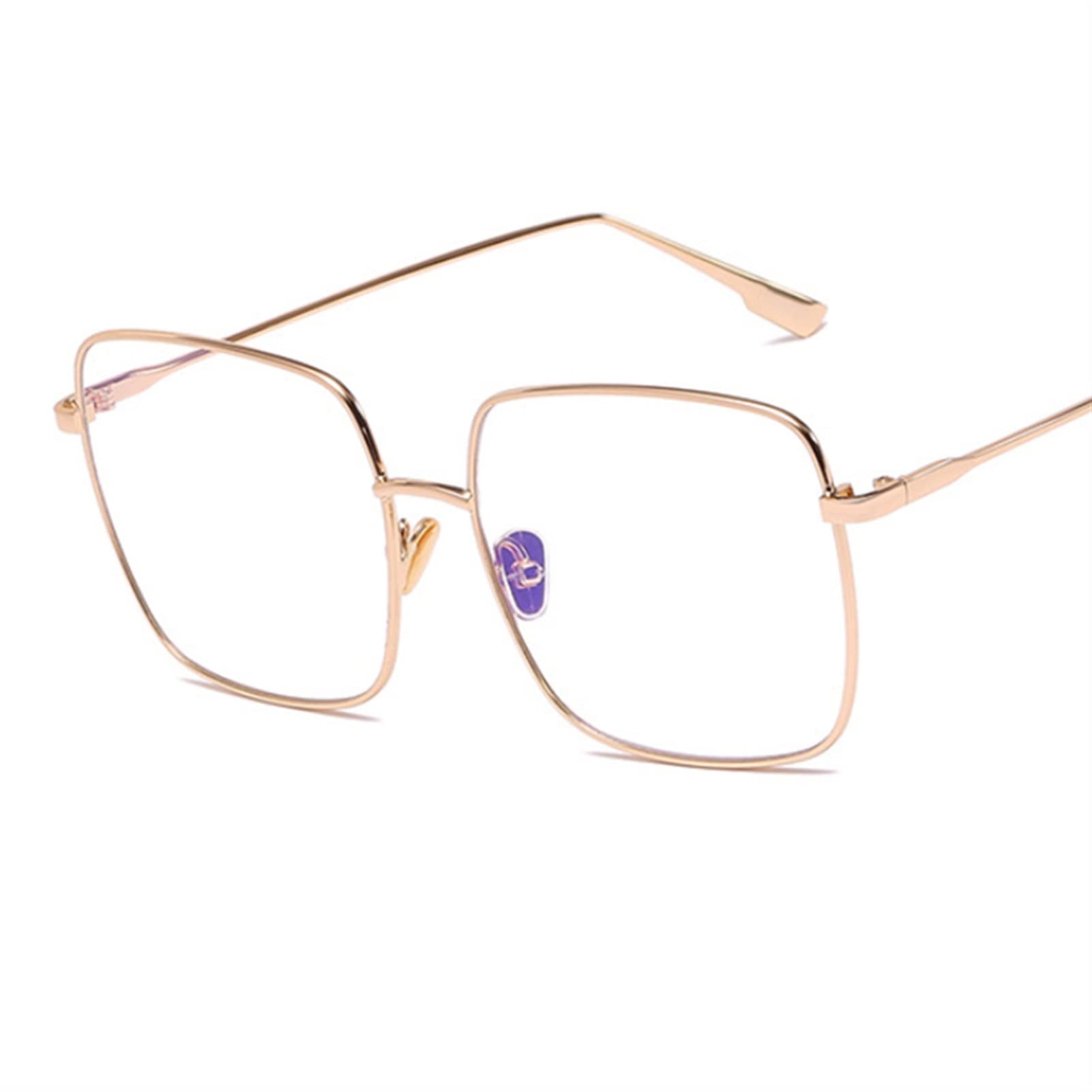 Reading Glasses, Square Gold Frame Glasses Women, Vintage Computer Anti Blue Eyeglasses, Presbyopic Reader Glasses Aided (Color : C1 Gold, Size : +1.5)
