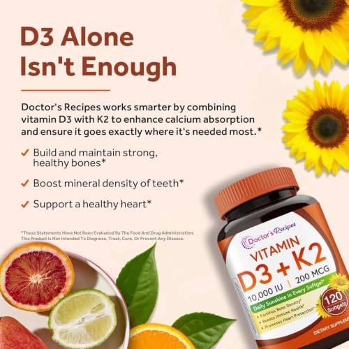 Doctor's Recipes Vitamin D3 K2 Softgels