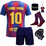 No.10 Kinder Fussball Trainingstrikot Komplett Set mit Knieschoner Jungen 4-14 (DE/NL/SE/PL, Numerisch, 140, Regular, Blau)