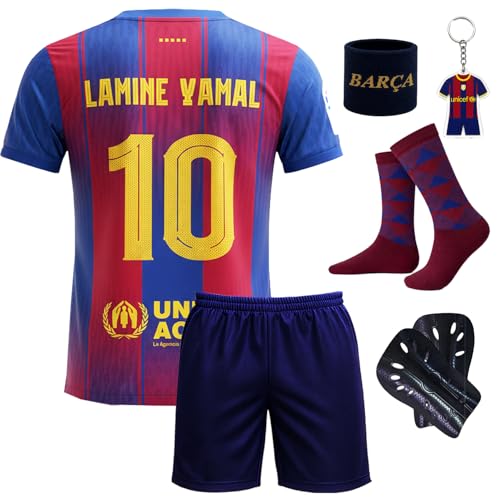 No.10 Kinder Fussball Trainingstrikot Komplett Set mit Knieschoner Jungen 4-14 (DE/NL/SE/PL Numerisch 152 Regular Blau)