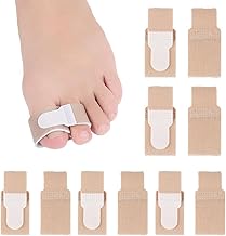 OUDQFCJ 10 Pcs Hammer Toe Straightener, Toe Splints, Padded Bandages for Correcting Hammer Toes, Broken Toes, Crooked Toes and Overlapping Toes