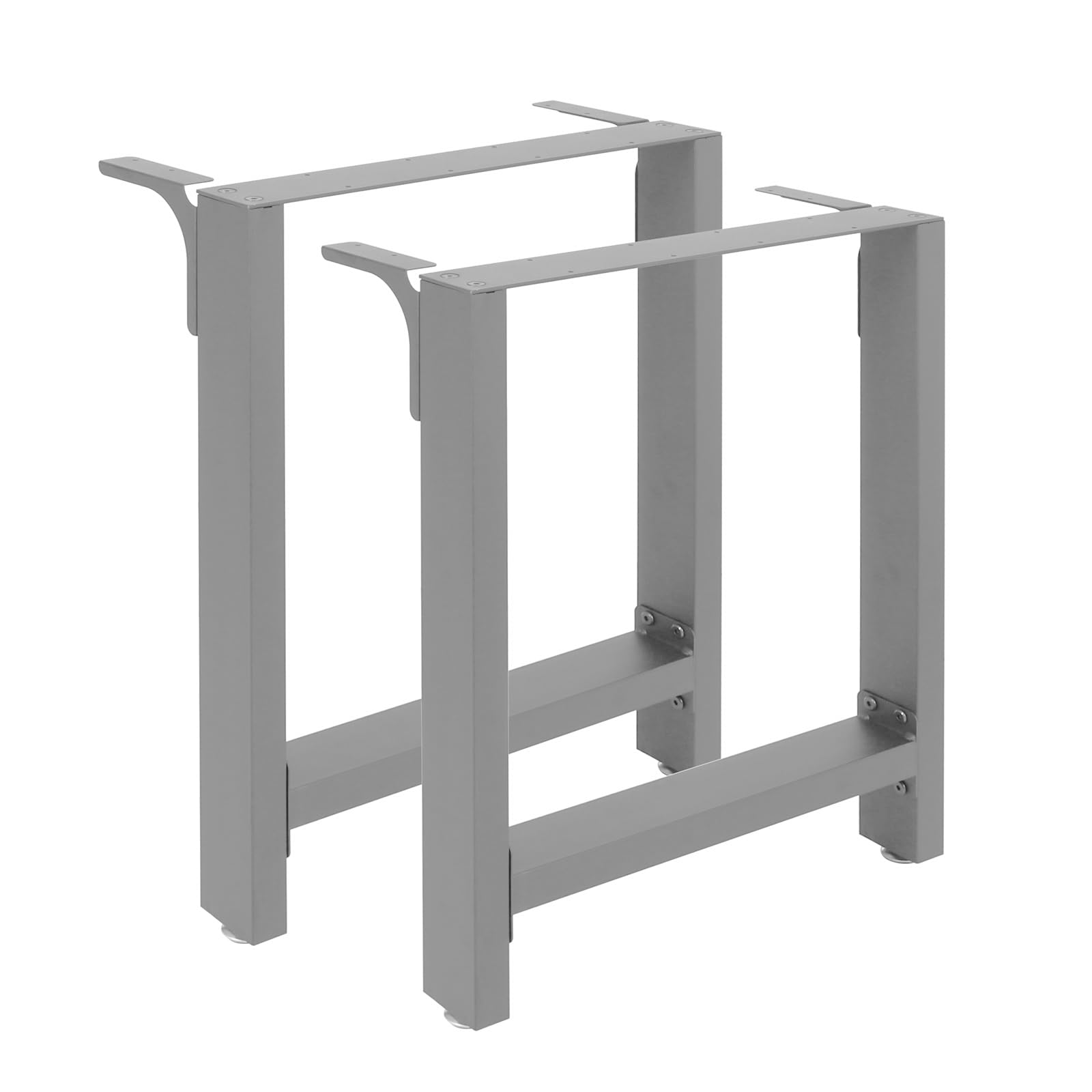 WilTec Industrial Square Table Legs Powder-coated Grey 640x240x400 mm for Tables Benches and Desks