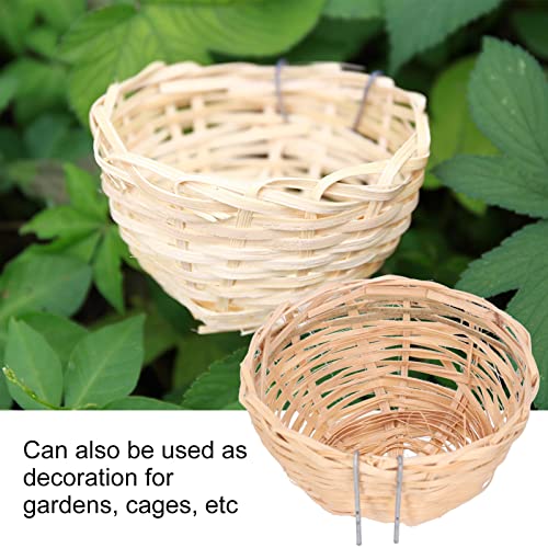Natudeco 4 Pcs Bird Nest Handmade Bird House Sturdy and Natural Bamboo Bird Nest Bird Supplies Bird Cage with Hook for Small Parrots Canaries Cockatiels - Image 4