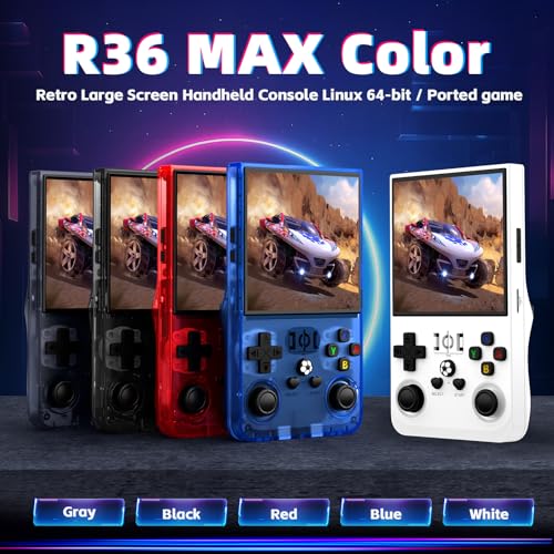 Image of R36MAX Retro Handheld Game Console, Retro Gaming Console with 64G Built-in 18000+ Classic Games, 4.0 Inch 720x720 IPS Screen, Portable Handheld Linux System, 4000mAh Battery (White)