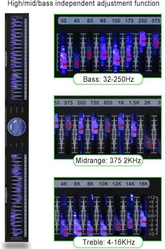 Égaliseur audio double canal avec 10 effets prédéfinis et 22 bandes