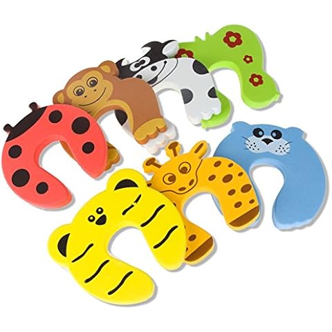STARVAST Door Stopper, 7Pcs Child Safety Animal Cushion Hinge Door Stop/Decorative Rubber Cat Finger Protector/Pinch Finger Guard Security Cover
