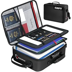 ROLOWAY 5200°F Fireproof Document Bag with Lock (17 x 12.3 x 5.3 inch), Upgraded Heat Insulated Fireproof Bag with Multi-Layer File Organizers, Important Document Storage for Home Safe