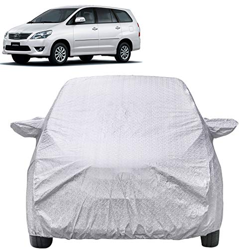 Image of Waterproof Car Body Cover Compatible with Toyota Innova Old (2000 to 2016) with Mirror Pockets (Shinning Silver