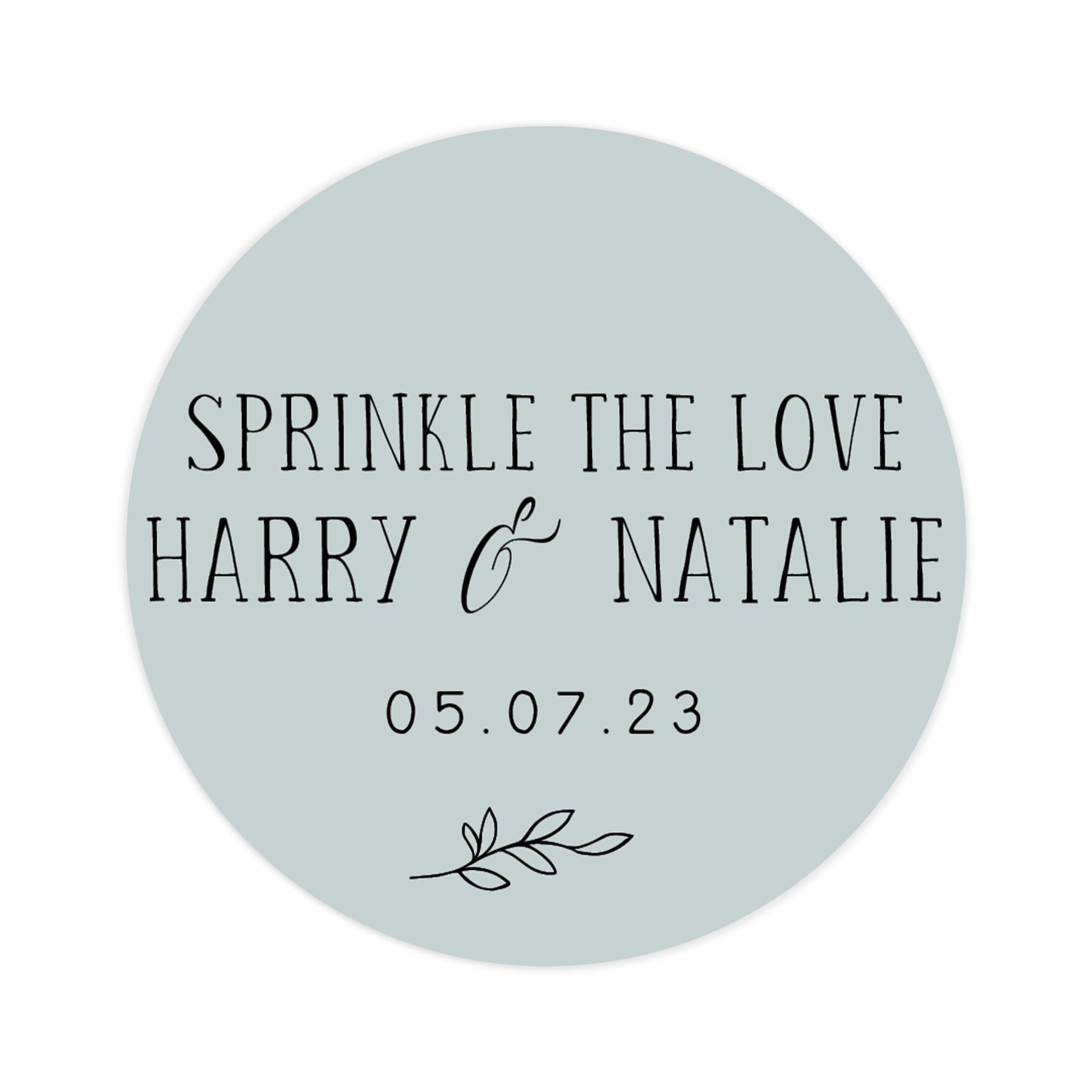 Personalised Sprinkle the Love Wedding Stickers | Wedding Labels | Favor Sticker | Wedding Favors Thank You Stickers | 35 Round Stickers - per Sheet (Dusky Blue)