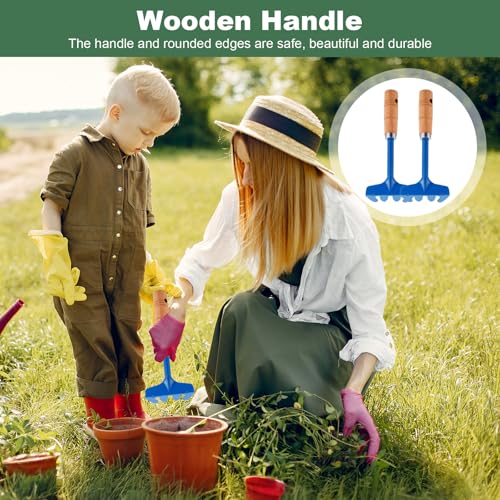 Set de 16 herramientas de jardinería metálicas con mango de madera miniatura 7