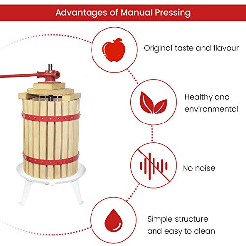 Image of 4.75 Gallon Fruit Wine Press with 2 Pack Filter Bag - 100% Nature Apple&Grape&Berries Crusher Manual Juice Maker for Kitchen, Solid Wood Basket with 8 Blocks Heavy Duty Cider Wine Making Press